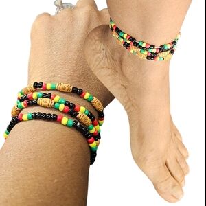 Multicolor Beaded Bracelet and Anklet Set